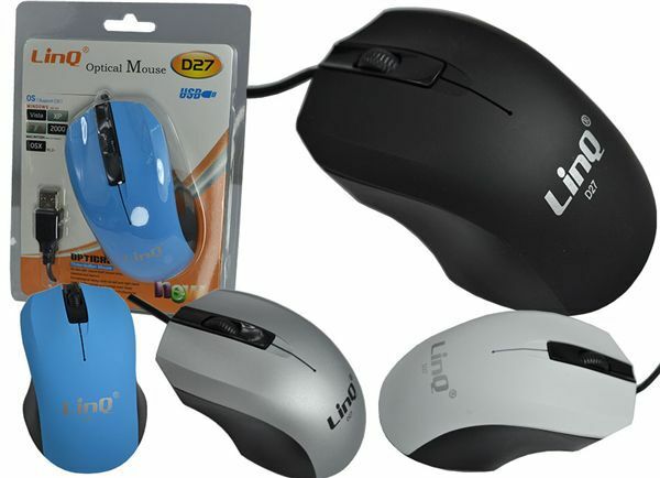 Mouse Ottico Linq D27 Usb Con Filo Ergonomico 1200 Dpi Optical Nuovo