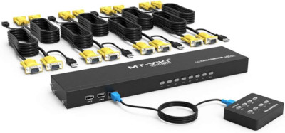 8 Port KVM Switch Rackmount 8X1, VGA, 8 KVM Cables Included, Fits 1U Rack