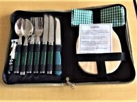 NATIONAL TRUST - 2 PERSON CHEESE SET - IN CASE - CHEESE BOARD & KNIFE AND 2 PERSON CUTLERY 