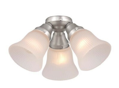 Brushed Nickel And Frosted Glass Fan Light Kit-3 Light