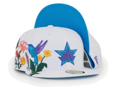 NEW ERA MENS SEATTLE MARINERS BLOOMING FITTED HAT SIZE 7 5/8  NWT $75