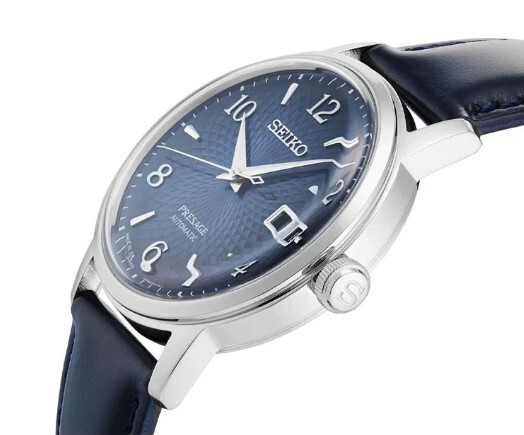 Pre-owned Seiko Presage Cocktail Time Blue Dial Leather Strap Men's Watch Srpe43j1