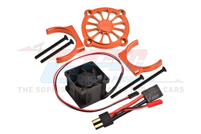 For Traxxas E-Revo 2.0-ALUMINUM MOTOR HEATSINK WITH COOLING FAN -9PC SET-ORANGE