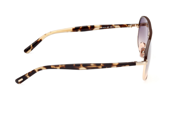 Pre-owned Tom Ford Ft1019 Maxwell 28f Rose Gold-blonde Havana/brown Gradient Sunglasses