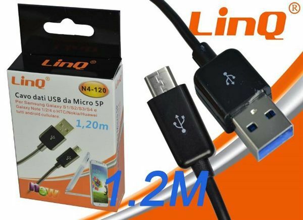 Cavo Dati E Ricarica Usb 2A 1,2 Metri Plug Microusb Per Smartphone linq n4-120