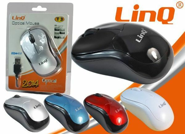 Mouse Ottico Usb Con Filo Ergonomico 1200dpi Linq T3 Colorato