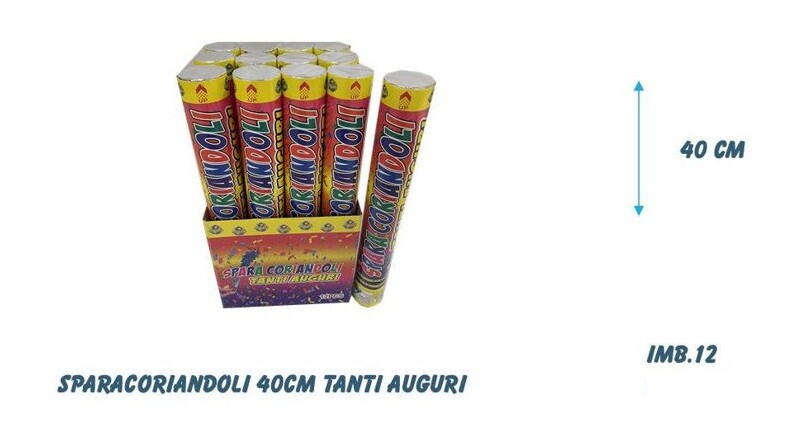 Set 12 Tubi Spara Coriandoli Tanti Auguri Cannone 40cm Feste Party dfh