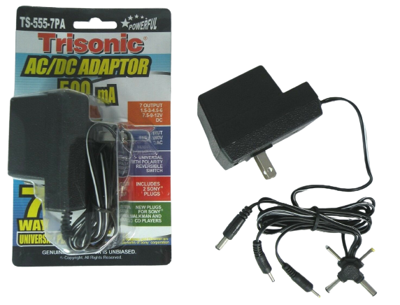 Universal AC/DC power adapter output 3V 4.5V 6V 7.5V 9V 12V 500mA 2 sony plug