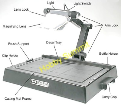 Tamiya WORK STAND w/ MAG LENS re 1/12 1/24 1/72 1/35 1/350 1/700 1/16 74064