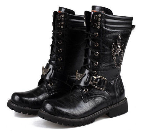 New Rock Boots M-TANK106-C2 Unisex Metallic Black 100% Leather 