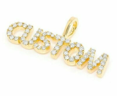 Pre-owned Nsg Real 10k Yellow Gold Custom Name Pendant Real Moissanite Diamond Tester Passed In White