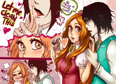 Anime espada inoue orihime ulquiorra schiffer licking Stitched Gaming Mat Desk
