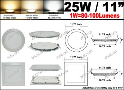 3/4W 6W 9W 12W 15W 18W 20W 25W Dimmable LED Recessed Ceiling Panel Light Fixture