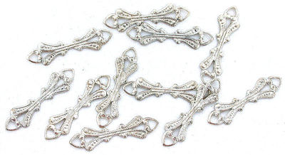 TEN ORNATE 25x6.5 FANCY STERLING  FILIGREE FINDINGS CF194