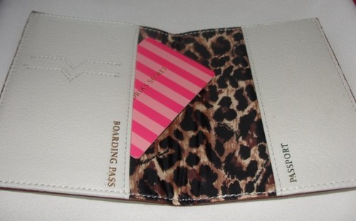 Victoria's Secret LEATHER PASSPORT CASE ID Holder Travel Wallet Bon Voyage NWT