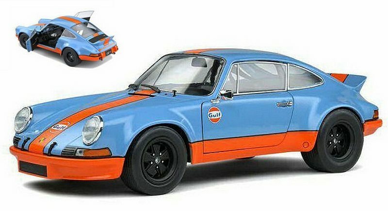 1/18 Porsche 911 RSR Gulf 1973 Light Blue Orange Model Car