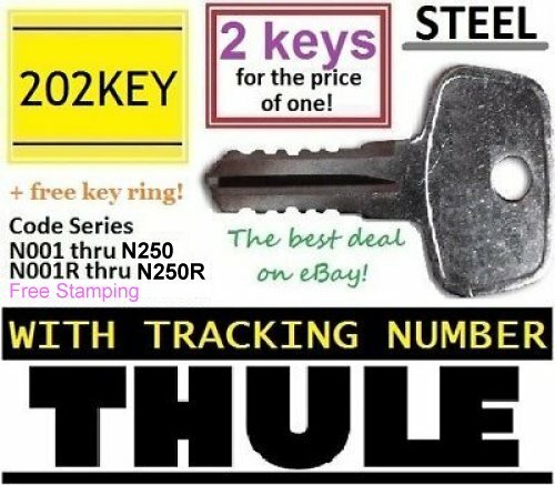 2 THULE Replacement Key Ski Roof Car Rack Lock Bicycle Hauler Carrier Surf Kayak
