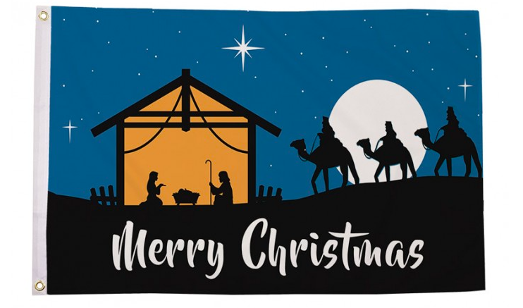 Merry Christmas Nativity Flag - 5 x 3 FT - Festive Decoration Xmas
