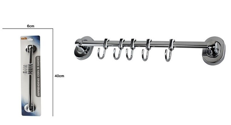 Appendino Con 5 Ganci Porta Asciugamani Accappatoio Cromato Bagno 69193 dfh