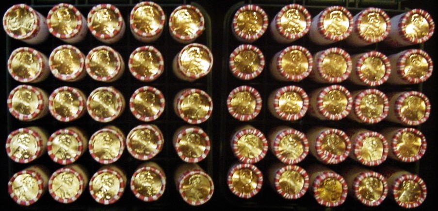 25 ROLLS OF 2018 BU P & 25 ROLLS  OF 2017 BU P  LINCOLN SHIELD CENTS