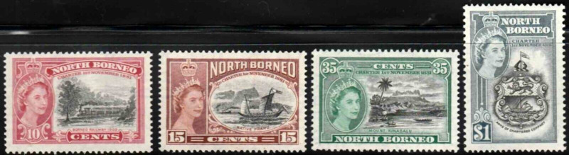 North Borneo Stamps 1956 SC# 276-279 Scenes of Borneo & QEII MNH