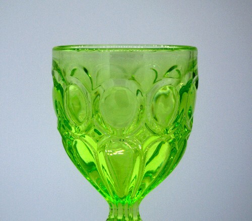 Wine Glass Late 19th Century Ornate Regal Pattern Green Glass