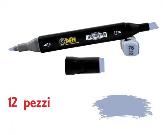 Set 12 Pz Pennarelli Doppia Punta Scuola Disegno Colore 76 Sky Blue dfh