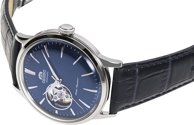 Pre-owned Orient Bambino Mechanical Automatic Watch Open Heart Rn-ag0008l Navy In Box