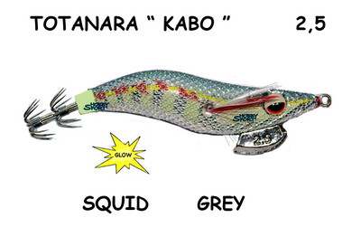 TOTANARA KABO SQUID MISURA 2,5 COLORE GREY FLUO PESCA SEPPIA CALAMARO