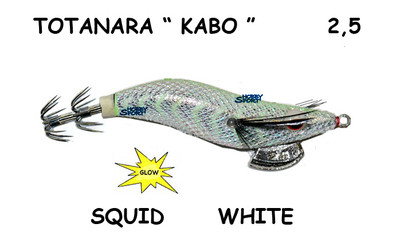 TOTANARA KABO SQUID MISURA 2,5 COLORE  WHITE  FLUO PESCA SEPPIA CALAMARO MARE