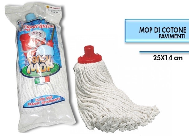 Mop Cotone Bianco Super Candido Ricambio Mocio Lava Pavimenti Universale dfh