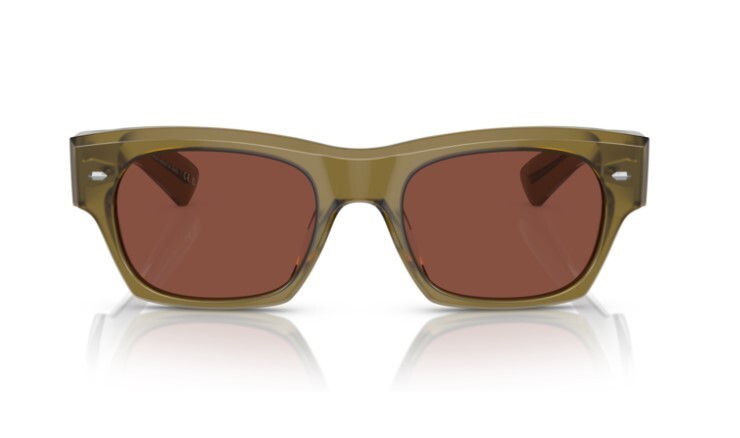 Pre-owned Oliver Peoples 0ov5514su Kasdan 1678c5 Dusty Olive/burgundy Unisex Sunglasses In Red
