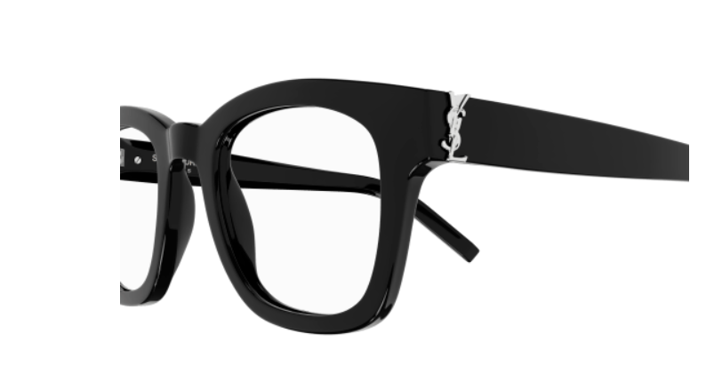 Pre-owned Saint Laurent Sl M124 Opt 001 Black Square Men's Eyeglasses In Clear