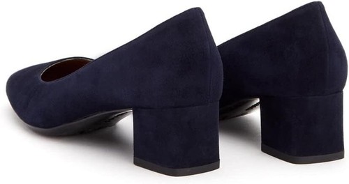 Pre-owned Aquatalia Women's Revy Shoes Casual, Slip On, Stacked Heel, Squared Toe,... In Navy