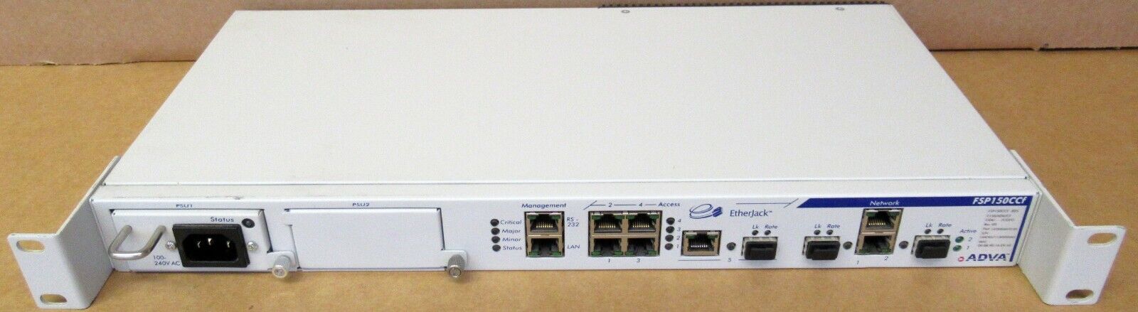 ADVA FSP150CCF-825 EtherJack Optical Networking Carrier Ethernet Switch + 1x PSU ADVA FSP150CCF-825 EtherJack Optical Networking Carrier Ethernet Switch + 1x PSU