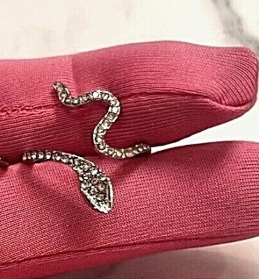 NEW Silver Rhinestone Snake Ring Bling Open Adjustable Animal Finger Rings