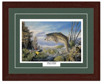 First Strike by Terry Doughty Fishing Bass Print-Framed 21 x 17