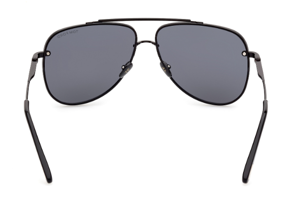 Pre-owned Tom Ford Leon Ft1071 01a Shiny Black/smoke Soft Square Men's Sunglasses In Gray