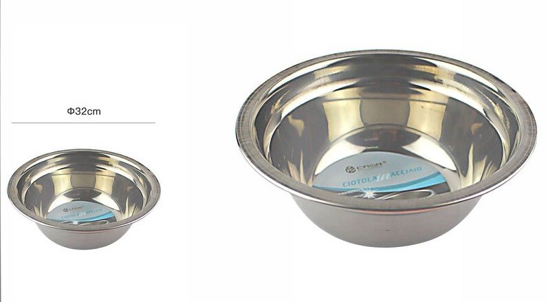 Insalatiera Ciotola Coppa Bacinella Scodella Inox Fondo Piano Cucina 32cm dfh