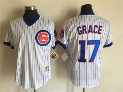 #17 Mark Grace Jersey Old Classic Style White Stripe Shirts Uniform