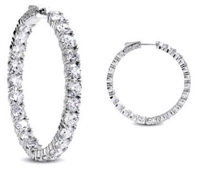 4.02 carat Round cut Diamond 14k White Gold Hoop Earring 20 x 0.20 ct,
