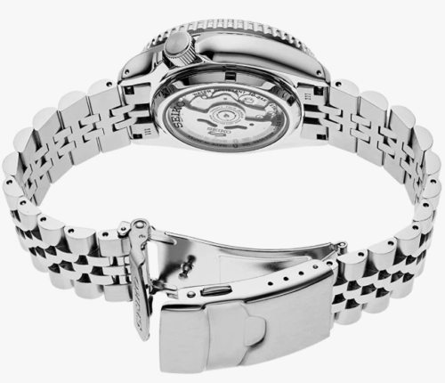 Pre-owned Seiko Men's 5 Sports Automatic Gmt Stainless Steel Black Dial Watch Ssk001