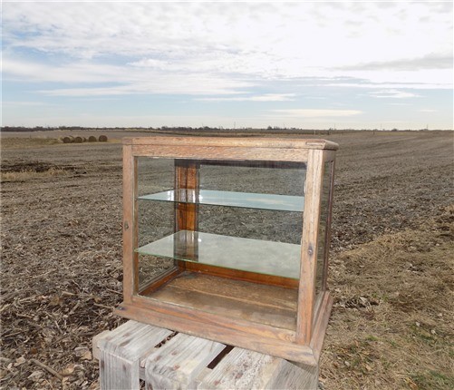 Wooden Framed Glass Vintage Showcase Country General Store Counter Top Display M
