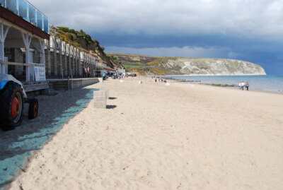 Photo 6x4 North beach, Swanage Ballard Point in the distance. c2008