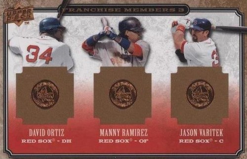 2008 Upper Deck A Piece of History - David Ortiz Jason Varitek Manny Ramirez #FM3-3