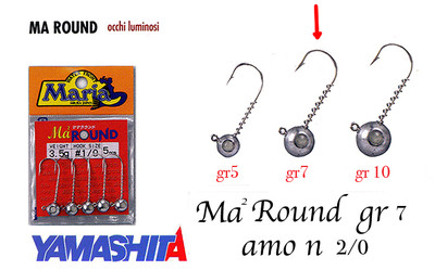 MA 2 ROUND 7 GR AMO SIZE 2/0  JIG HEAD TESTINA PIOMB YAMASHITA MARIA SPINNING