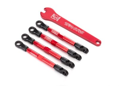 TRA7038X TOE LINKS, ALUMINUM (RED-ANODIZED) (4) (ASSEMBLED W ROD ENDS AND
