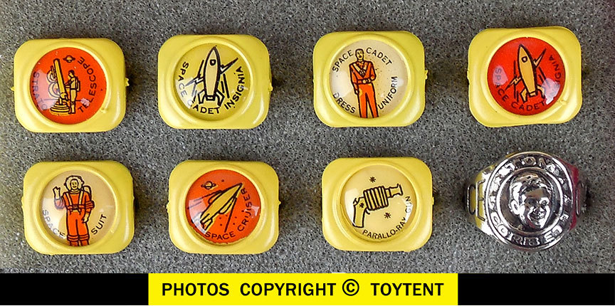 Tom Corbett Aladdin lunchbox & thermos + PEP rings + badge patch knife ... more!