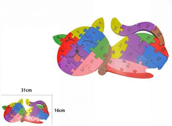 3D Puzzle Legno Forma di Gatto Educativo Lettere Numeri Bambini Imparare dfh