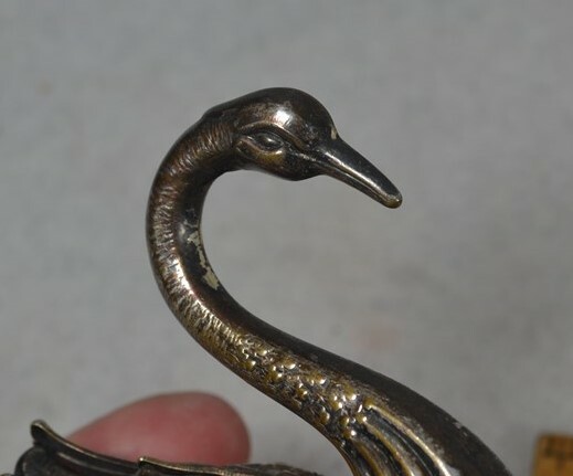 antique swan salt dish bowl glass silver original 19th c very good